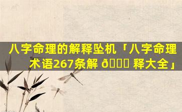 八字命理的解释坠机「八字命理术语267条解 🐞 释大全」